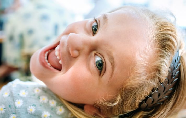 Closeup of girl looking back