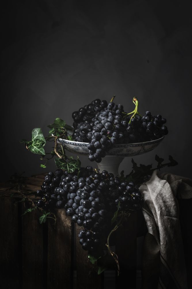 Bunch of grapes on plate