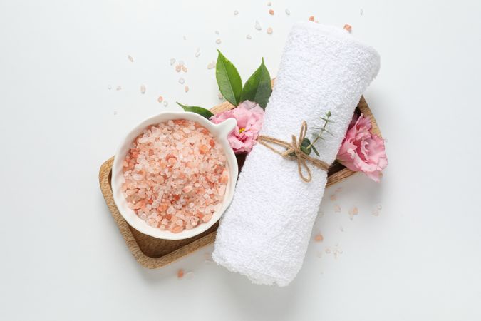 Sea salt, concept of spa and self care