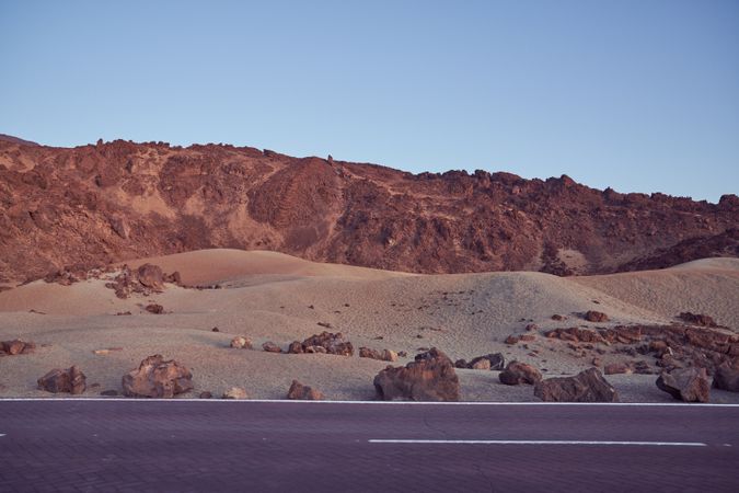 Road near mountain ridge in nature
