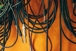 Sound stereo cables in a studio