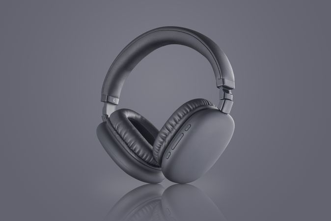 Professional headphones on gray background