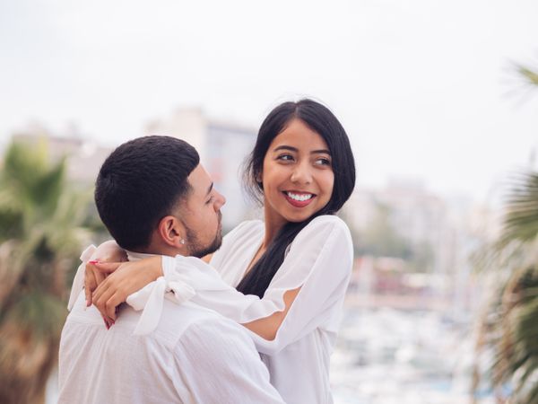 Man and woman embracing with love