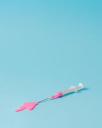 Syringe with pink paint