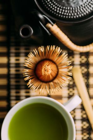 Preparing matcha tea