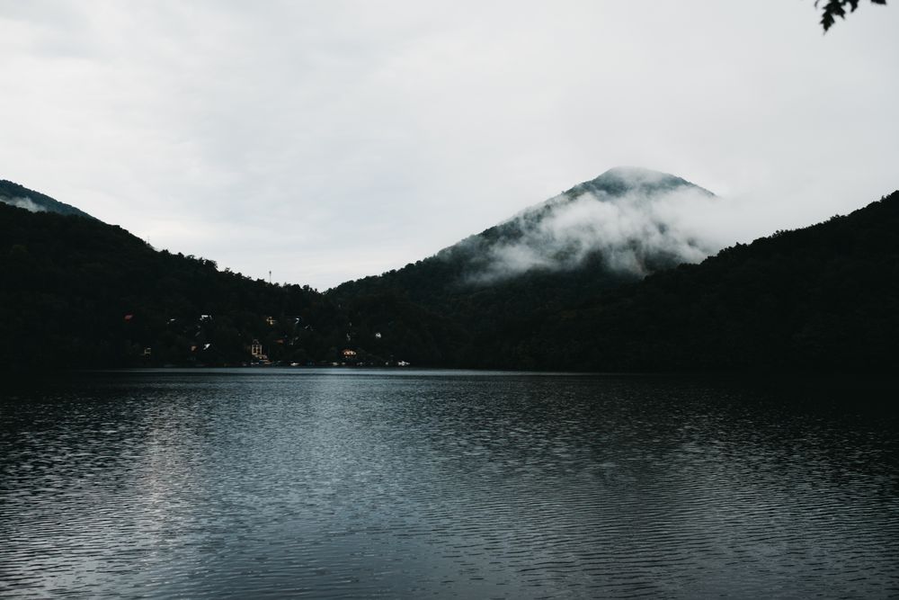 Amazing lake near mountains
