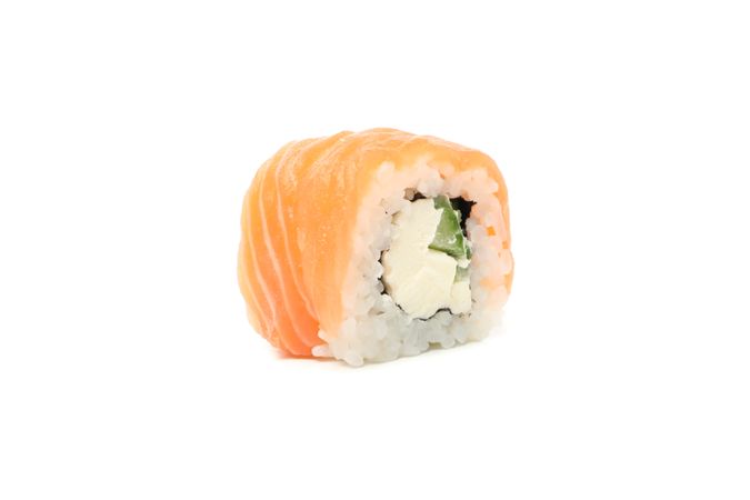 Delicious sushi roll isolated on plain background