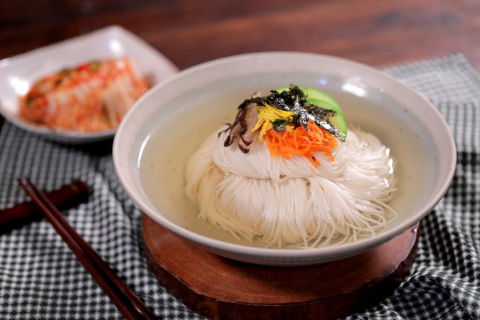 Korean Noodle, Korean Healthy Food. Fresh Ingredients.
