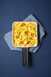 Close up of scrambled eggs