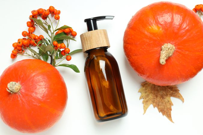 Skincare and face care in fall season - pumpkin cosmetic