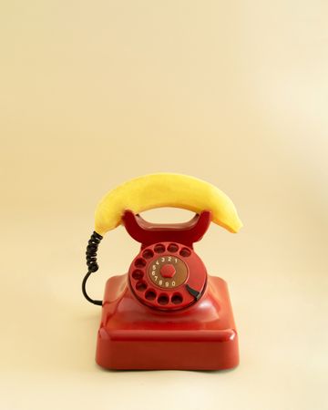 Vintage rotary phone with banana instead of an ear piece