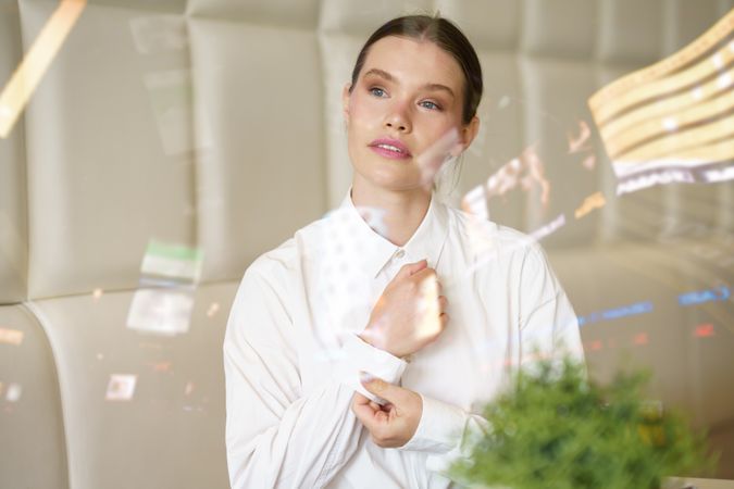 Woman standing in cafe