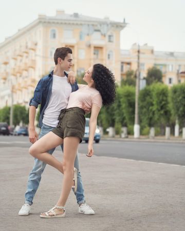 Teenagers on the street during a date