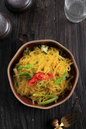 Mie Glosor or Mie Gelosor. Glossy Yellow Noodles