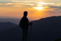 Man walking on the mountain