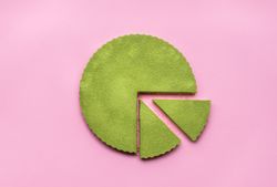 Quarter sliced green cheesecake