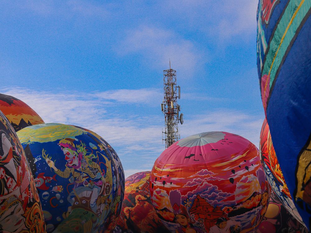 Traditional Balloon Festival, colorful and amazing with beautiful blue sky