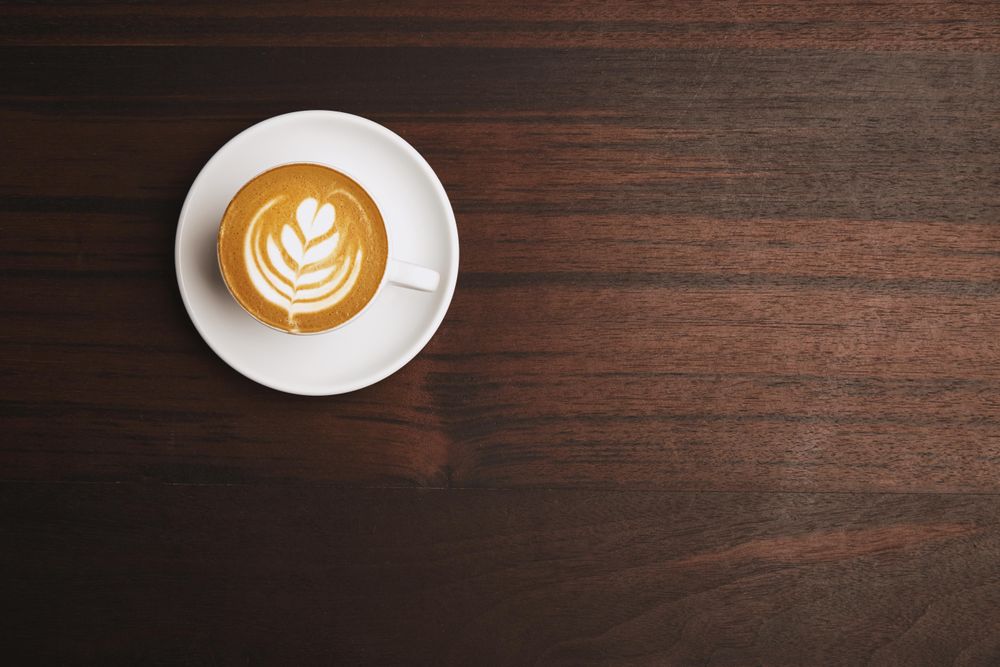 Top view of cappuccino with pattern made of froth