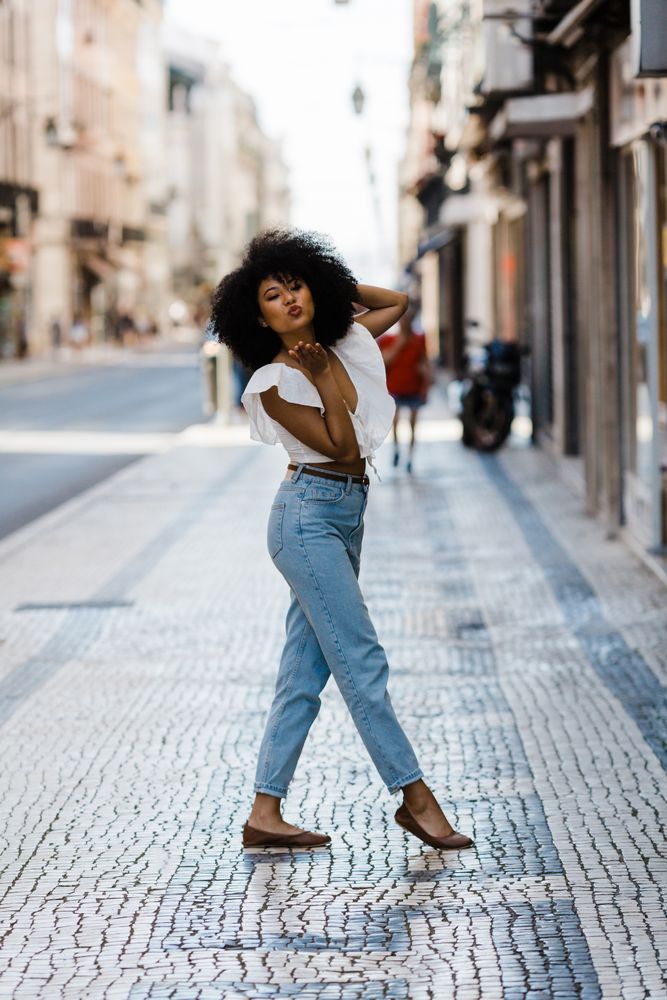 Black female on urban background