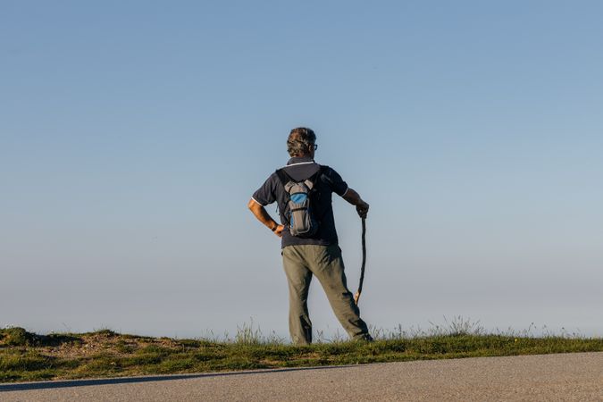 Man walking on the mountain