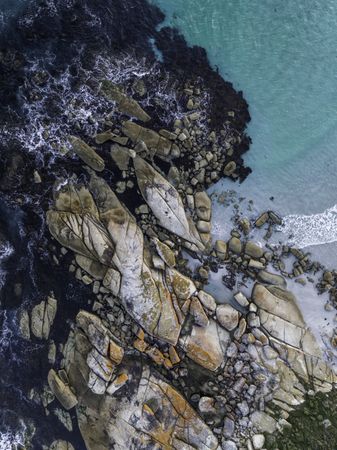 Aerial view, rocky shore