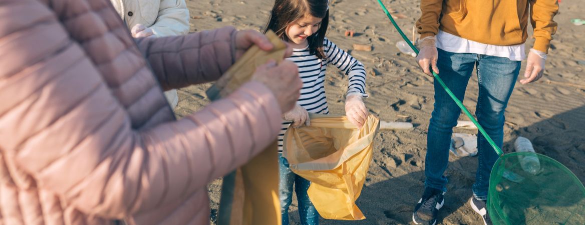 Volunteers preparing to clean the beach