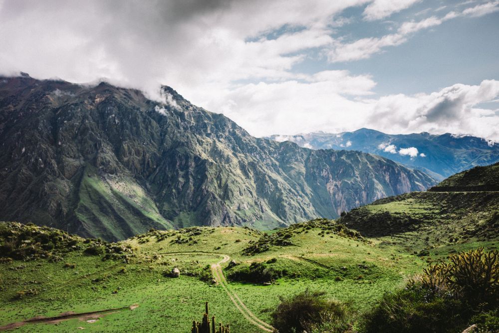 Lush green mountains in Peru