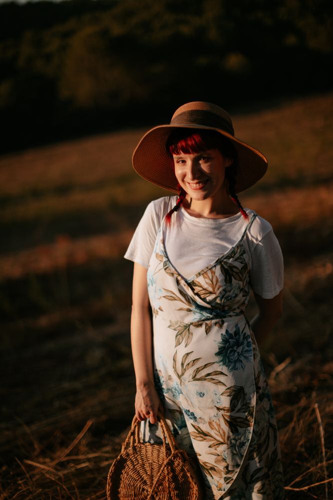 Woman walking in field