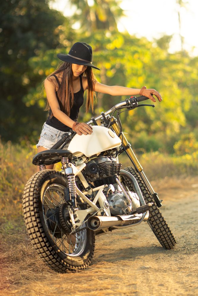 female on motorbike