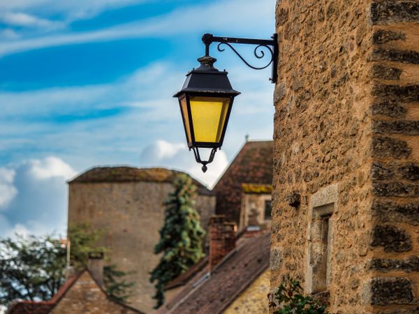 Medieval city of Chateauneuf in Burgundy. A cozy, cute town that grew up around a huge old castle.