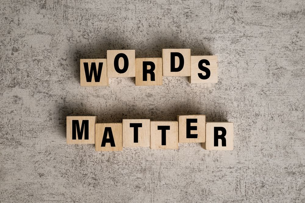 words matter words text on wooden blocks on the table surface