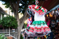Colorful dresses for girls for sale at traditional market