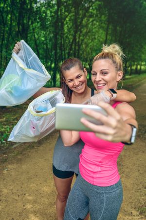 Two women taking a selfie after plogging