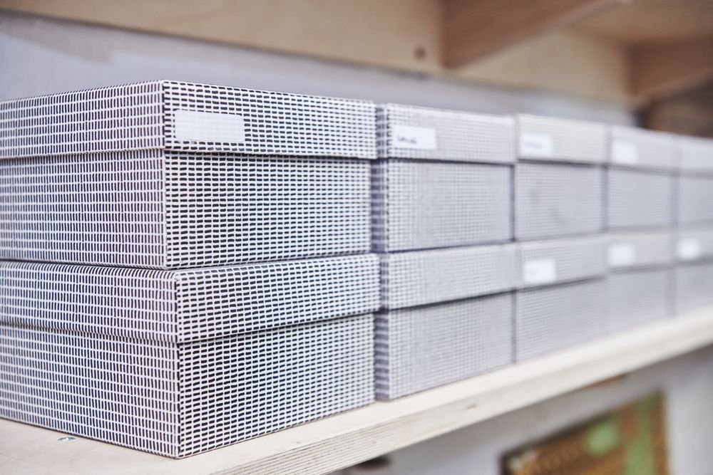 Neatly stacked boxes
