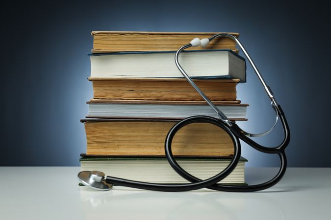 Concept of different professional books - medicine books
