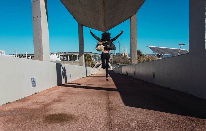 woman jumping for joy