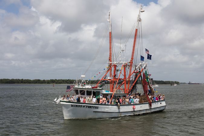 The shrimp boat Winds of Fortune, which sails out of Mount Pleasant, South Carolina