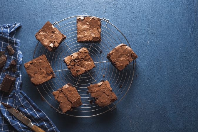 Brownies cake squares on cooling rack