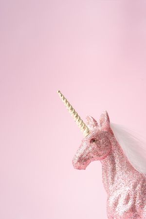 Pink glitter unicorn with gold horn