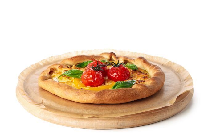 Concept of tasty food, Vegetable galette, isolated on light background