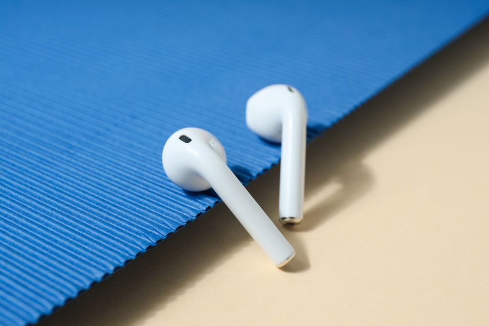 Concept of listening audio, music with headphones