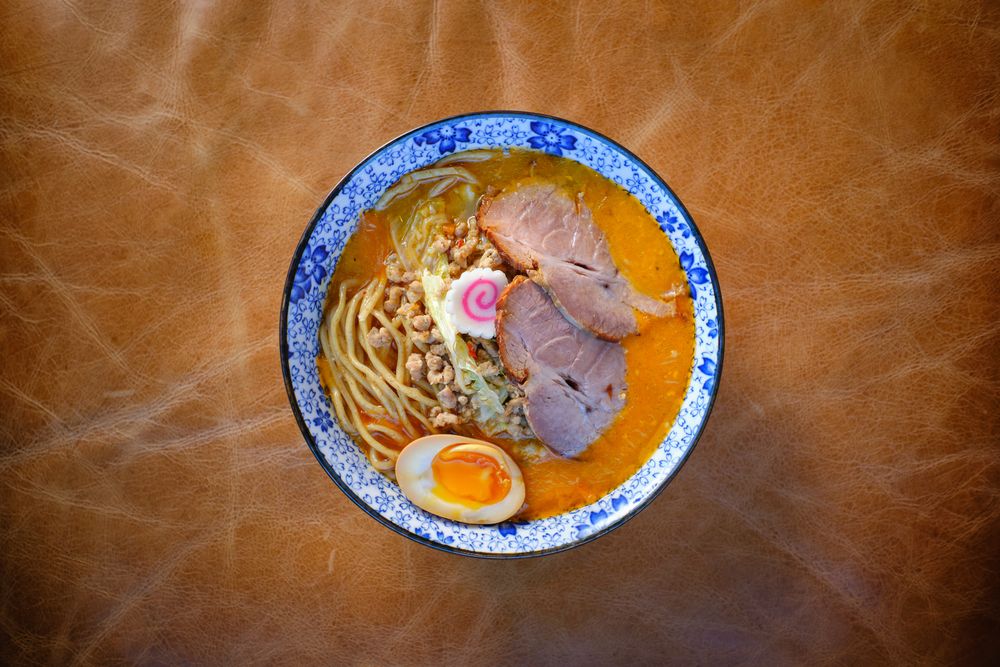 Appetizing Asian soup with noodles and meat