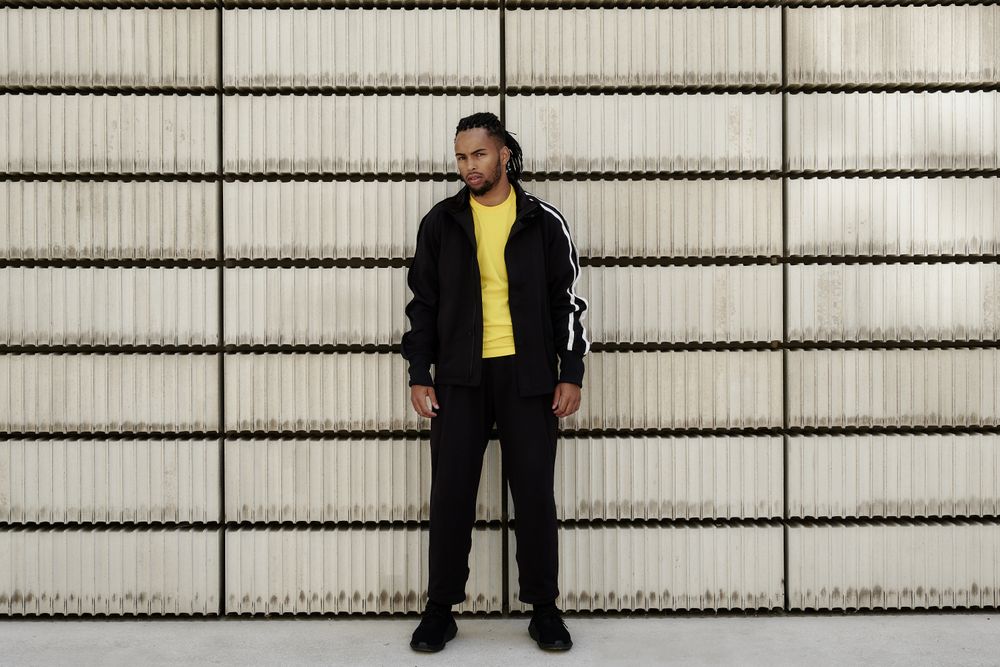 Black male near concrete blocks