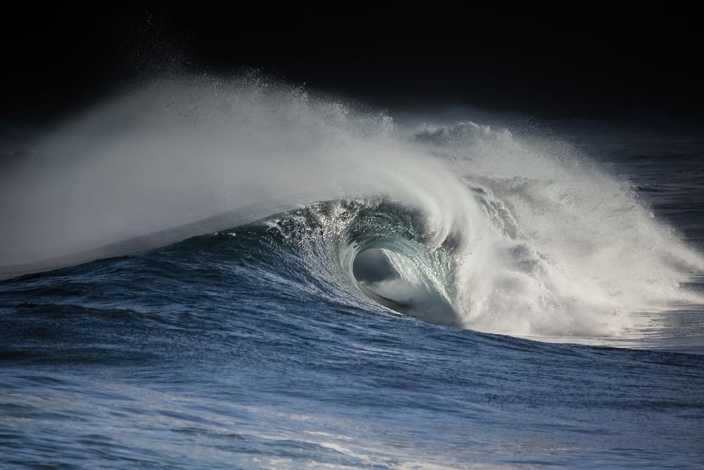 Stormy blue sea with waves