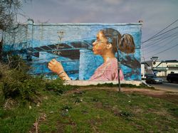 Unsigned mural in the Gray’s Ferry neighborhood of  Philadelphia, Pennsylvania n56AP0