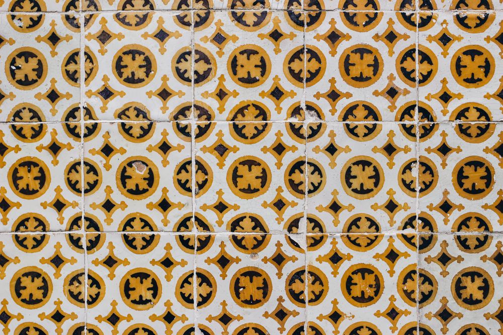 Traditional Portuguese ceramic azulejos tiles, retro pattern