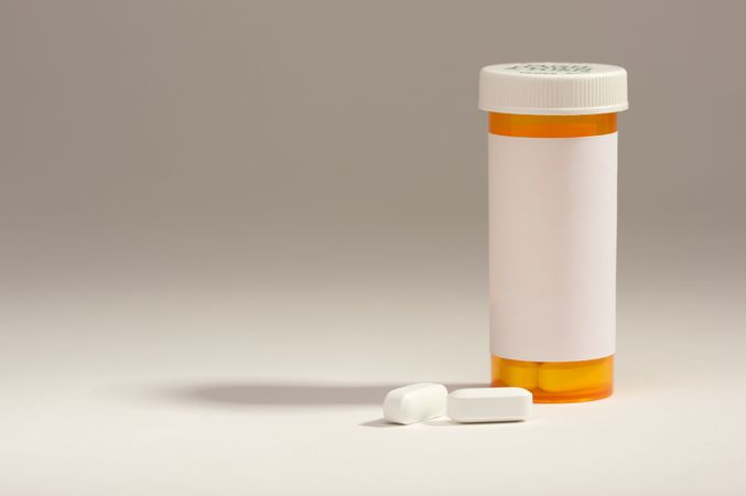 Blank Prescription Bottle & Pills
