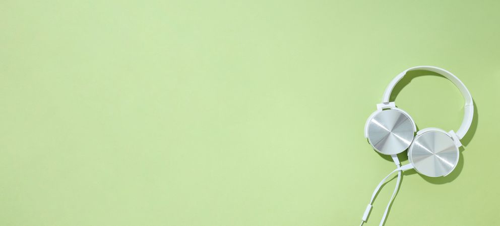 Concept of listening audio, music with headphones