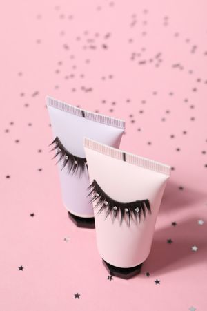 concept of cosmetology tools and beauty treatment, false eyelashes