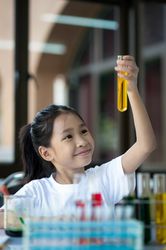 Girl scientist, fun science experiments for kids, science lab.